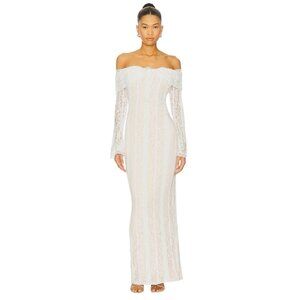 MORE TO COME Annabelle Off Shoulder Maxi in White XXSmall New Womens Lace Gown